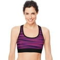 thumbnail image 1 of Sport Womens Racerback Compression Sports Bra, Purple Cactus Flower Glitch Stripe - Extra Large, 1 of 1