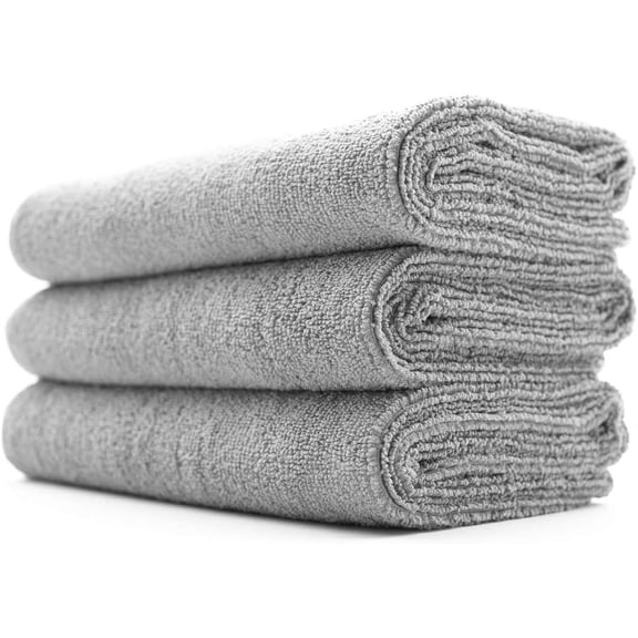 Sport & Workout Towel - Gym, Exercise, Fitness, Spa, Ultra Soft, Super Absorbent, Fast Drying Premium Microfiber, 320gsm, 16in x 27in (3-Pack) (Ice Grey)