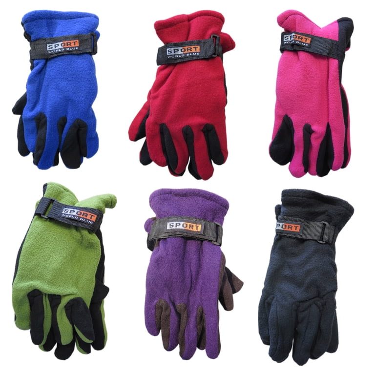 Sport World Blue Unisex Winter Fleece Gloves With Strap Assorted