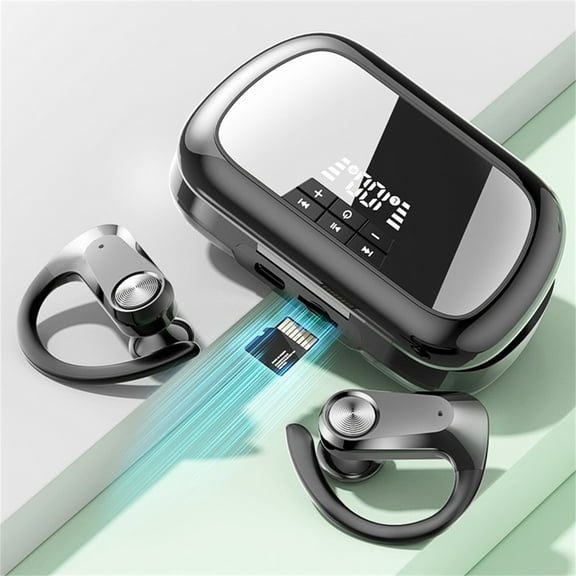 Sport X20 by Ruroz, True-Wireless Workout Earbuds, Rotatable and Extendable Ear Hooks, Noise Cancelling, Deep Bass, IP68 Waterproof, Sweatproof, Dustproof, 48H Play, Sport Earbuds for Gym(Black)