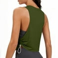 thumbnail image 1 of Sport Yoga Tank Tops for Women Cropped Sleeveless Athletic Shirts Large Armhole Ruched Gym Running tshirt( Army Green, M ), 1 of 7