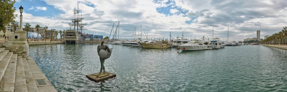 Sport harbor and marina Alicante Spain Canvas Art - Panoramic Images (36 x 12)