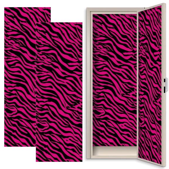 Leopard Print 2 Pcs School Locker Magnetic Wallpaper 12" x 36" Pink Zebra Print Black Reusable Removable Locker Accessories Back to School Supplies
