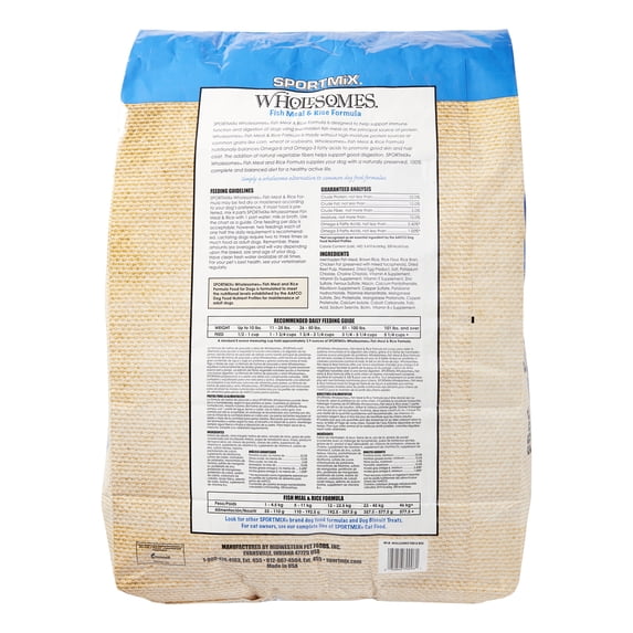 SportMix Wholesomes Fish Meal & Rice Formula Dog Food, 40 Lb