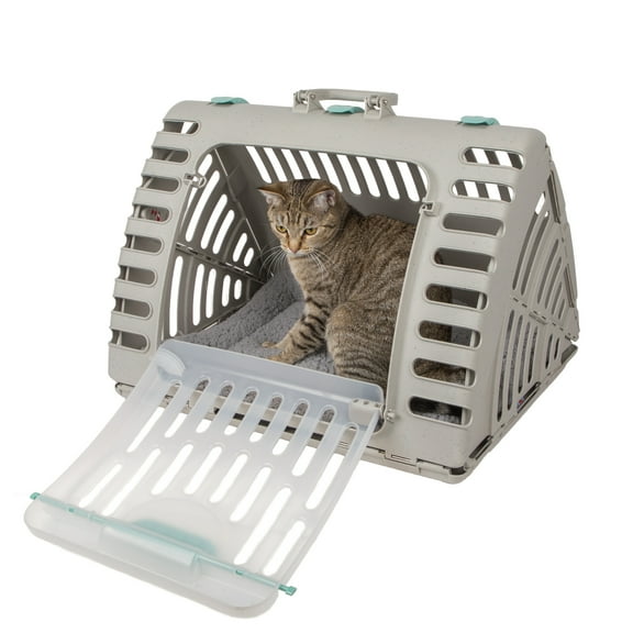 SportPet Extra Large Durable Plastic Collapsible Cat Carrier with Water-Resistant Cat Bed