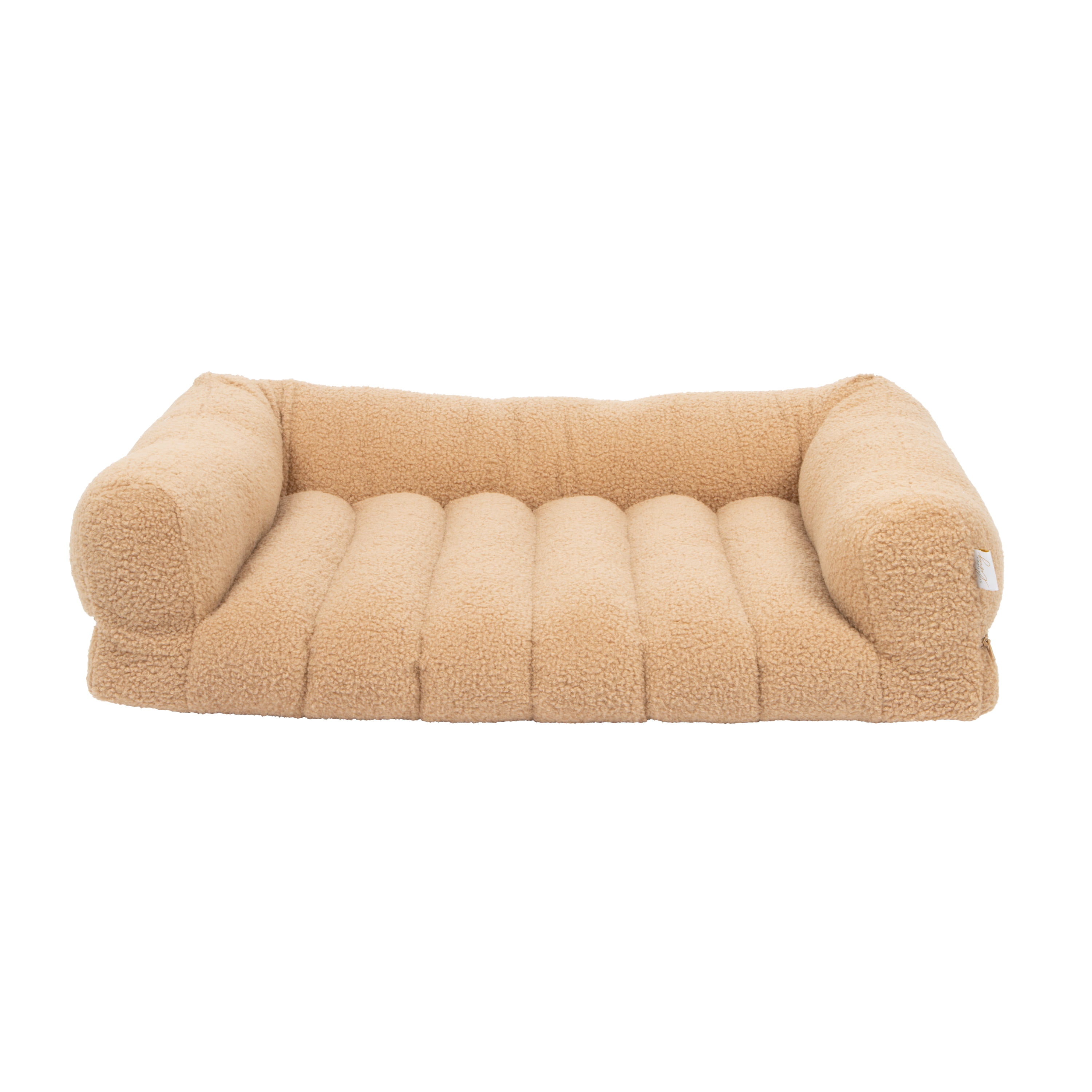 SportPet Designs Quilted Sherpa Sofa-Style Pet Bed Lounger, Brown, Large, 35 in x 25.5 in x 8 in