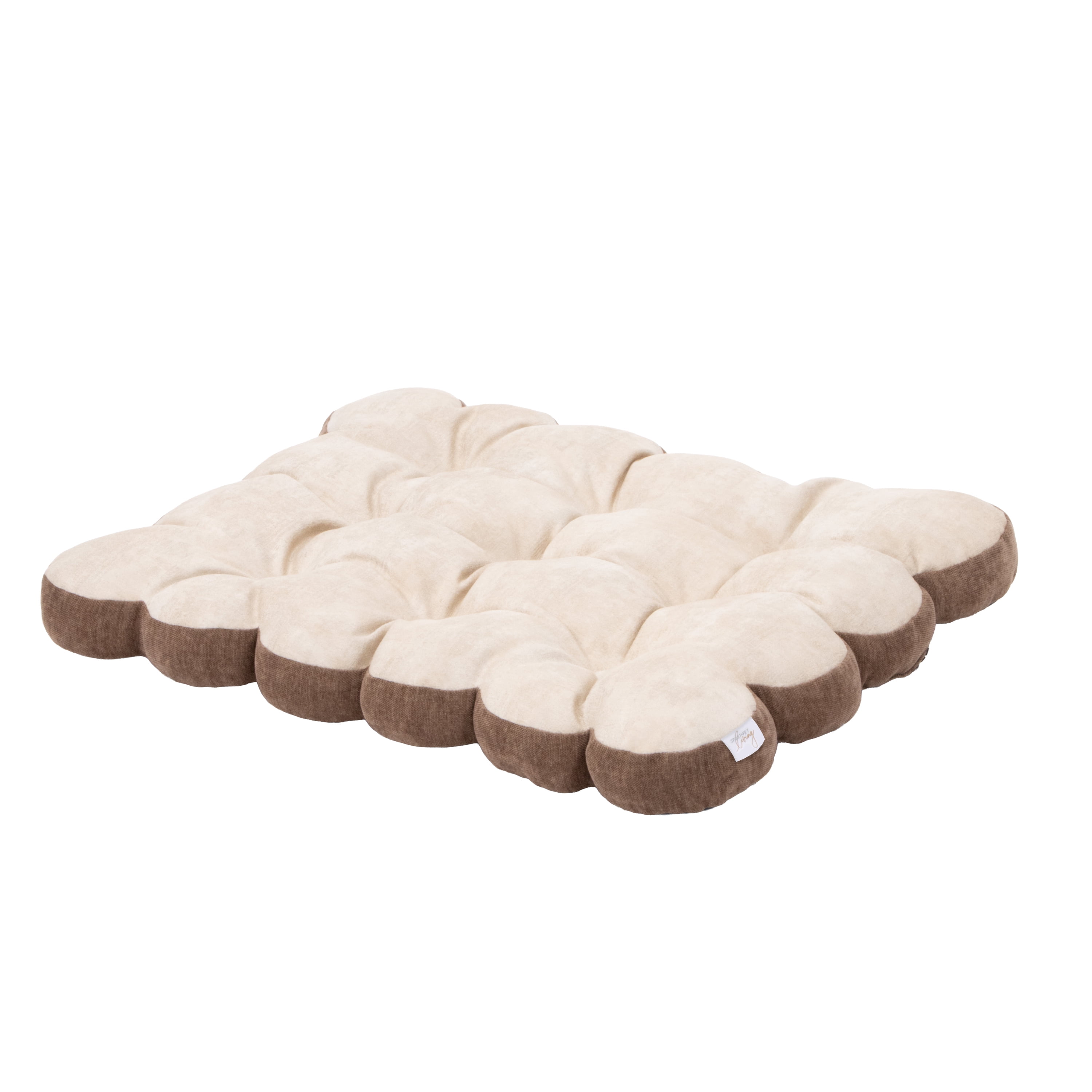 SportPet Designs Tufted Sherpa Cushion Pet Bed, Tan, Small 24 in x 17.5 in