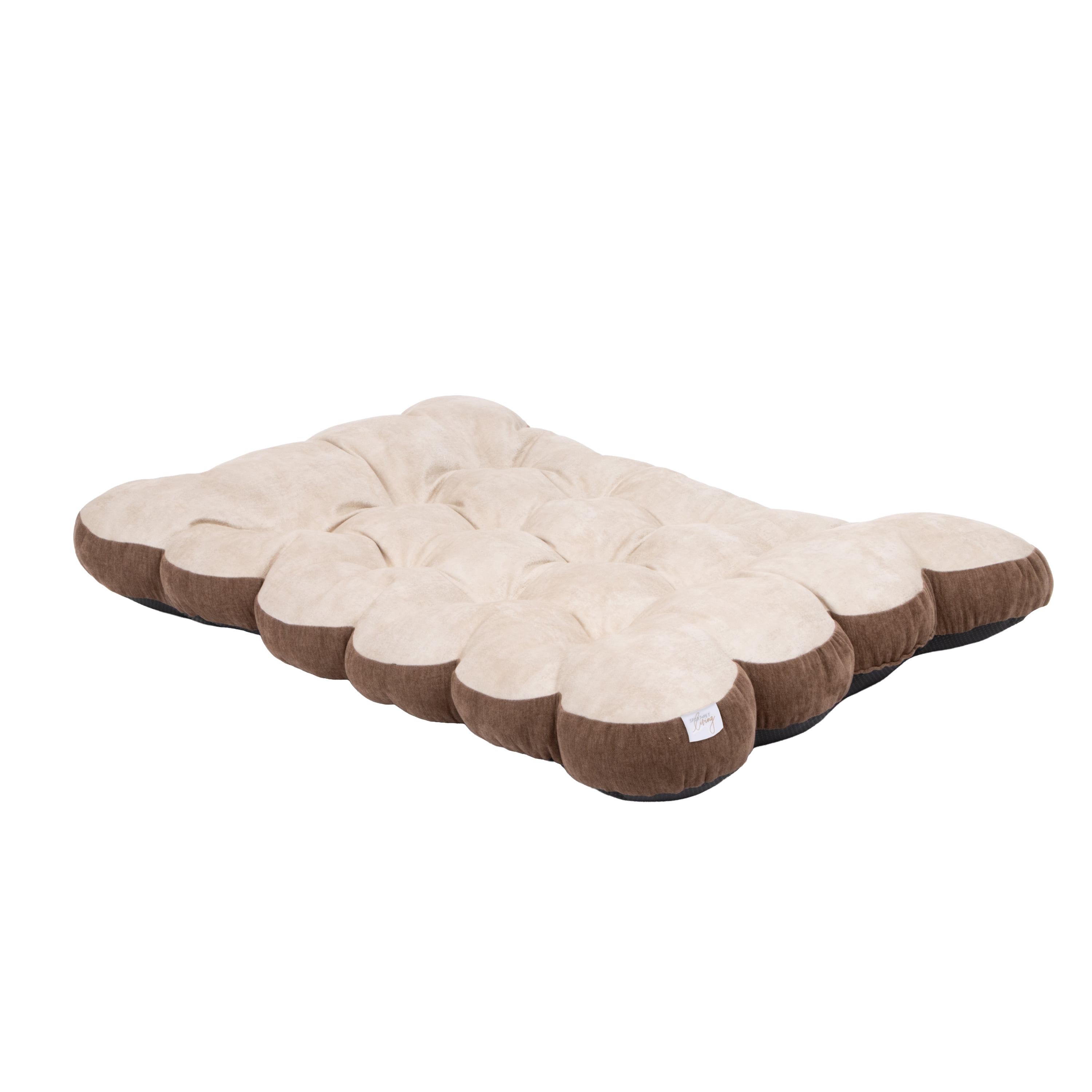 SportPet Designs Tufted Sherpa Cushion Pet Bed, Tan, XL 42 in x 27 in