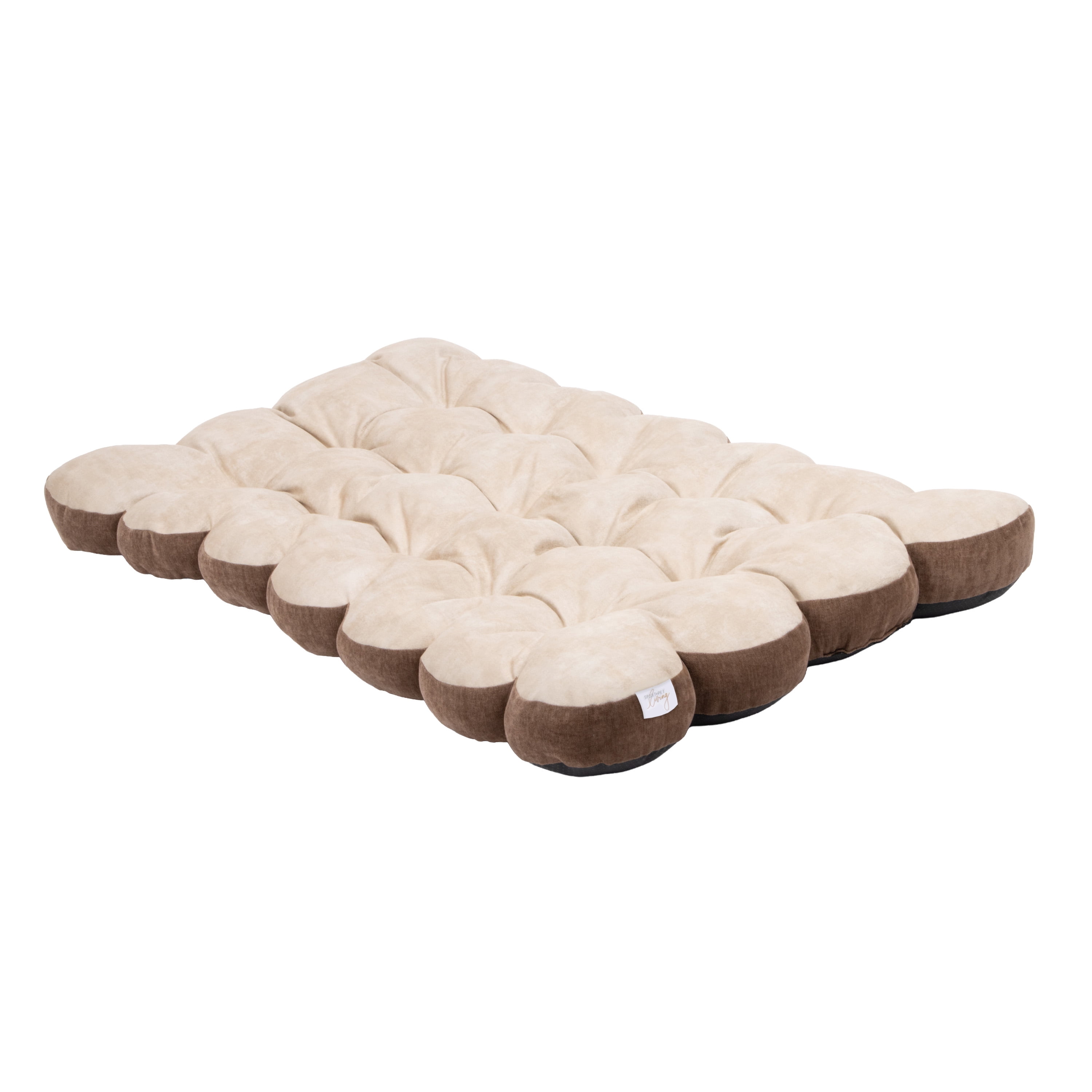 SportPet Designs Tufted Sherpa Cushion Pet Bed, Tan, XXL 48 in x 29 in