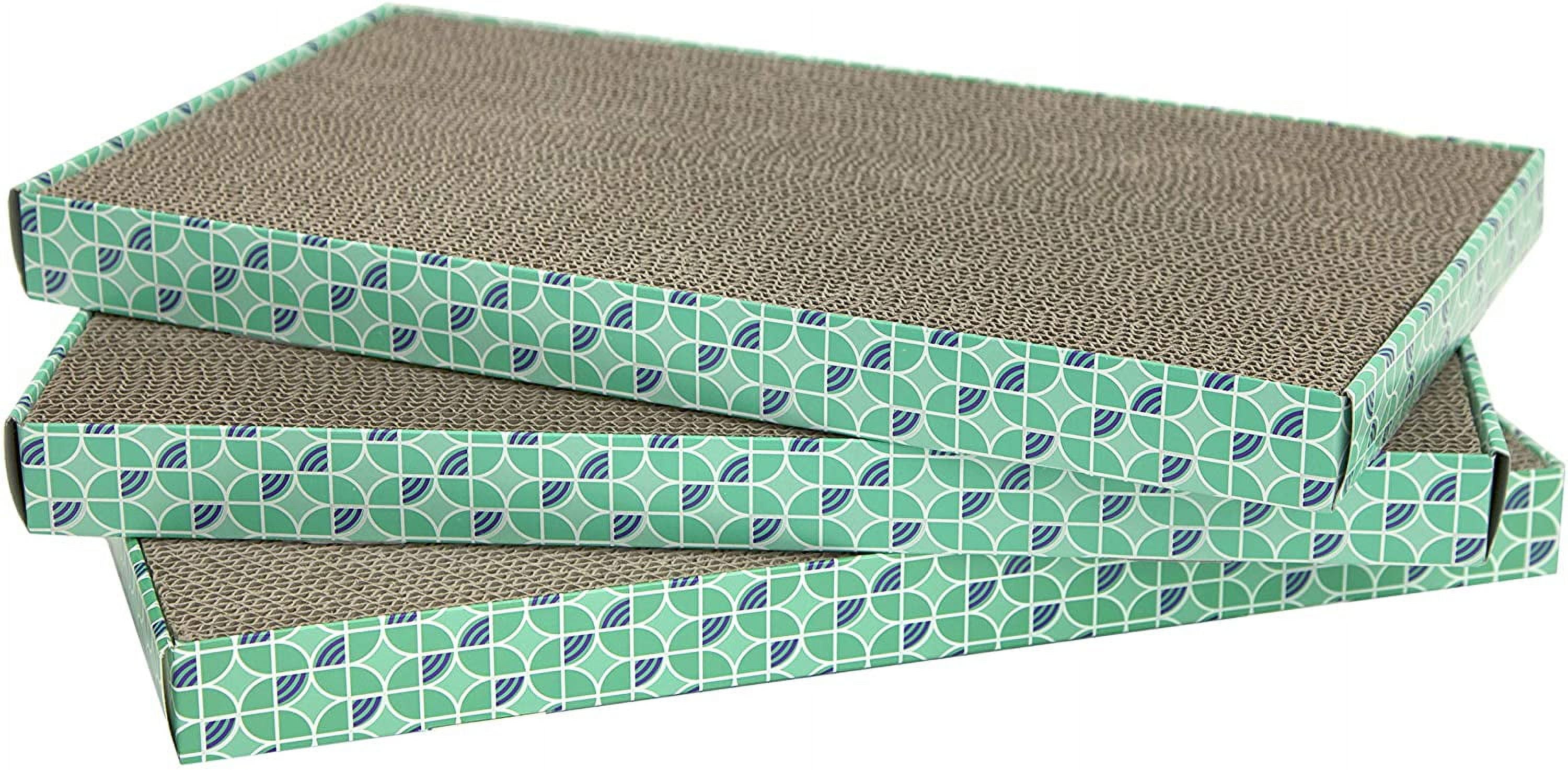 XL Wide Green Corrugated Cardboard Cat Scratching Pads, 3-Pack