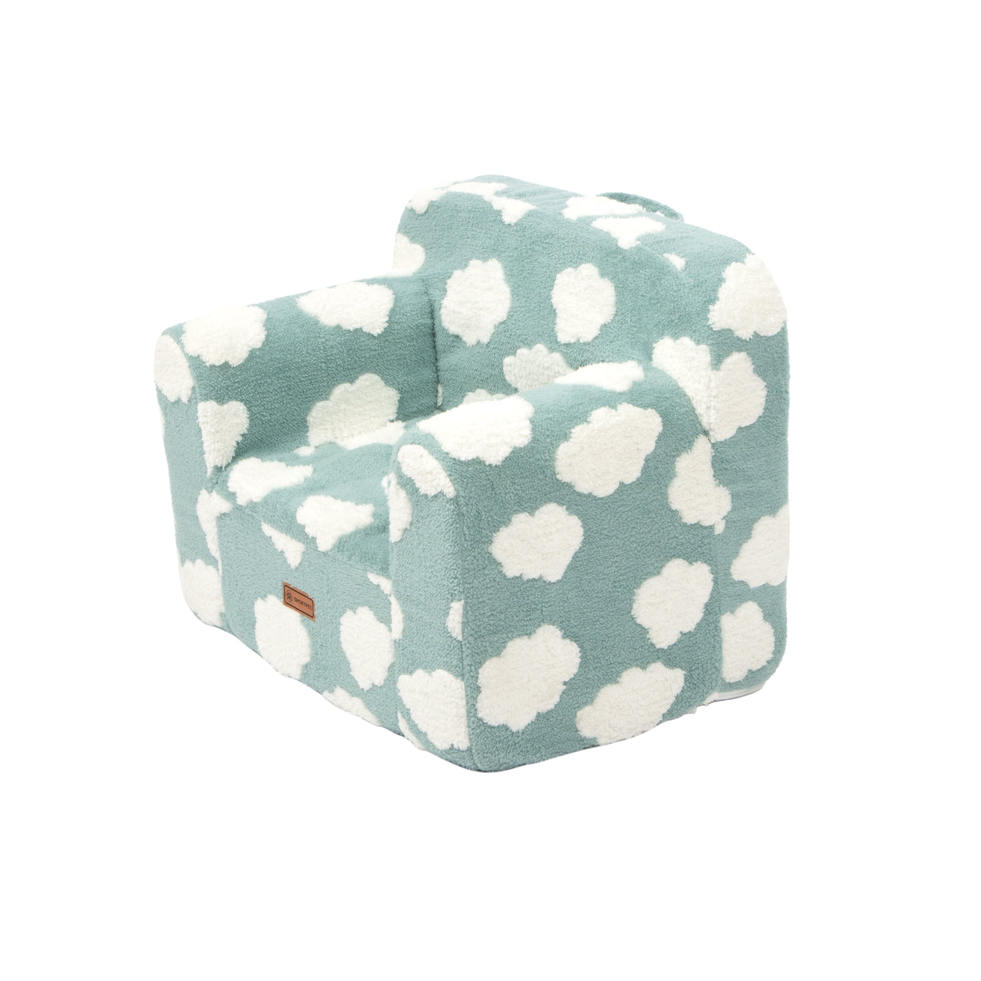 SportPet Sherpa Lounge Chair Pet Bed, with Cloud Print, Blue, One Size