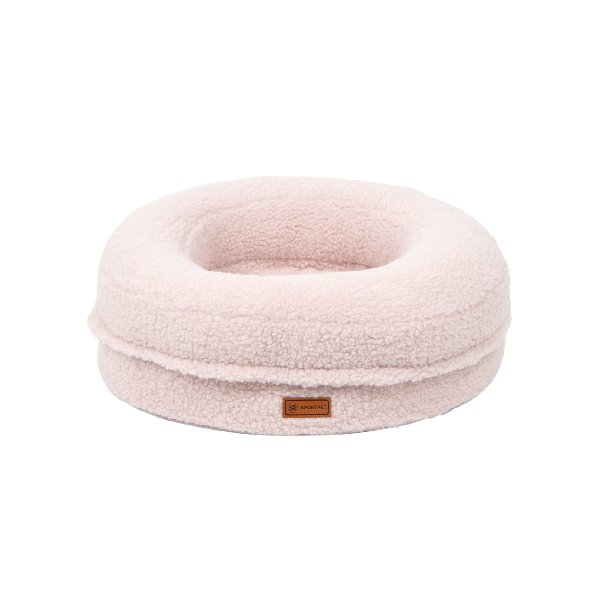 SportPet Sherpa Round Donut Bolster Cuddler Pet Bed, Pink, One Size