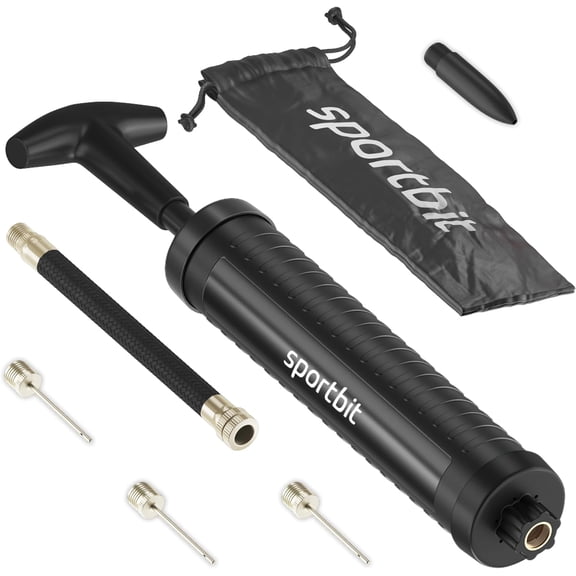 Sportbit Ball Pump with 3 Needles, Nozzle, Extension Hose, Pouch - Great Air Pump for Exercise Sport Balls