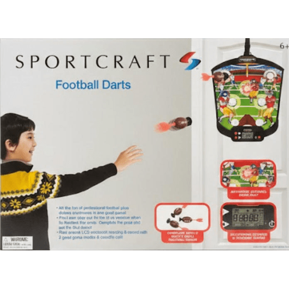 Sportcraft Football Darts Electronic Target Game with Velcro Footballs, Ages 6+