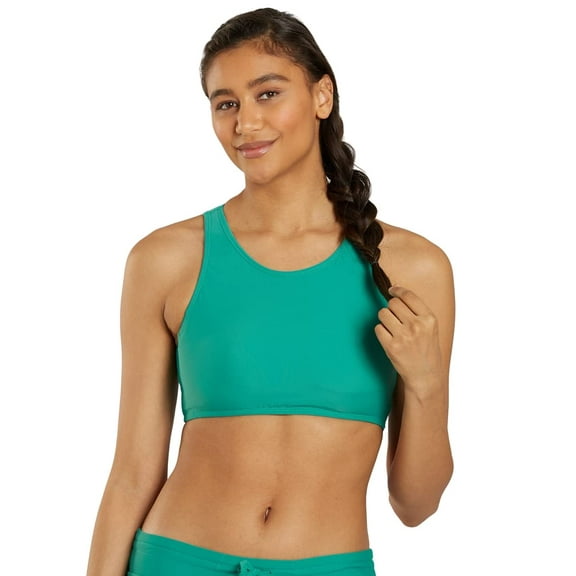 Sporti Active High Neck Crop Bikini Top, Removable Cup, Athleisure (Women’s)