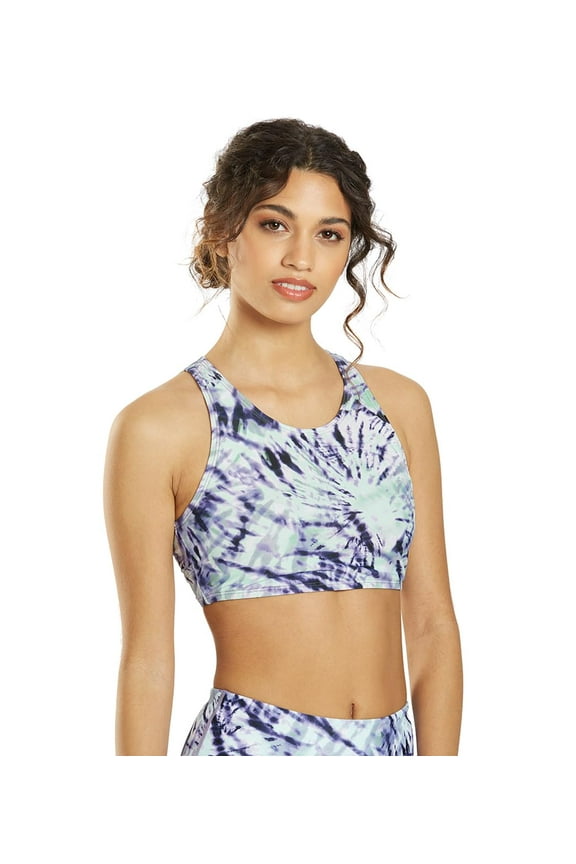 Active Moonlight Tie Dye High Neck Crop Bikini Top, Removable Cup, Athleisure (Women’s)