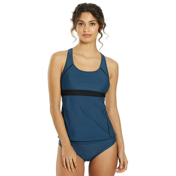 Sporti Active Racerback Solid Tankini Top, Removable Cup, Athleisure (Women’s)