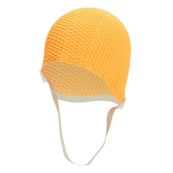 Sporti Heavy-Duty Textured Rubber Swim Cap with Adjustable Chin Strap