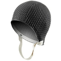 Sporti Heavy-Duty Textured Rubber Swim Cap with Adjustable Chin Strap