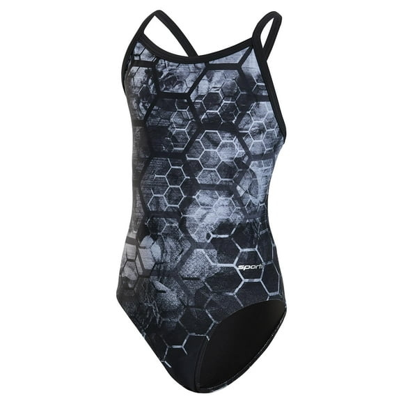 Sporti Fenced In Thin Strap One Piece Swimsuit, High Cut, Unpadded, Athletic (Women’s)