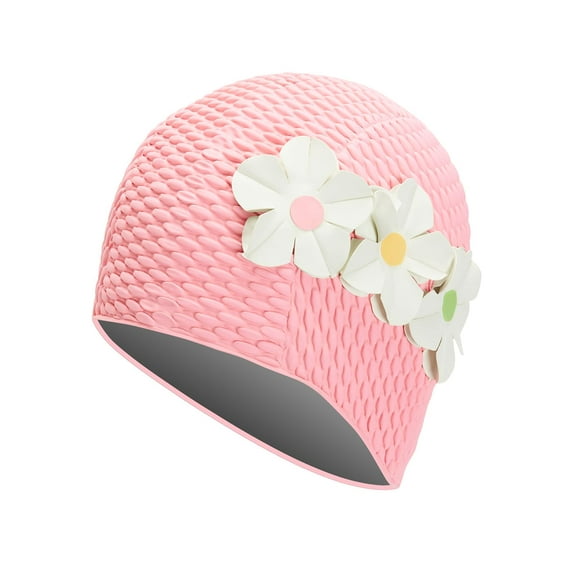 Sporti Floral Three-Panel Rubber Swim Cap, Comfortable Fit, Logo-Free