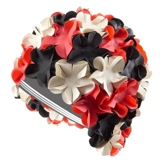 Sporti Flower Adult Swim Cap, Durable Rubber, Comfortable Edge, Three-Panel Design