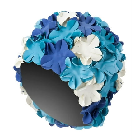 Sporti Flower Adult Swim Cap, Durable Rubber, Comfortable Edge, Three-Panel Design