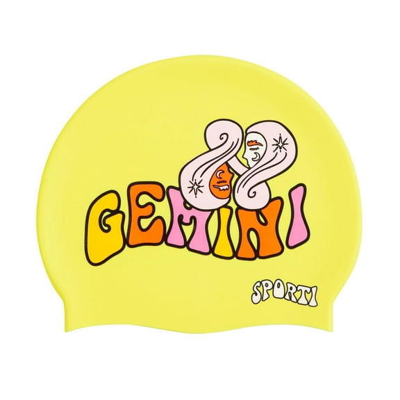 Sporti Zodiac Gemini Silicone Swim Cap, Snug Fit, Contoured, Latex-Free, Unisex