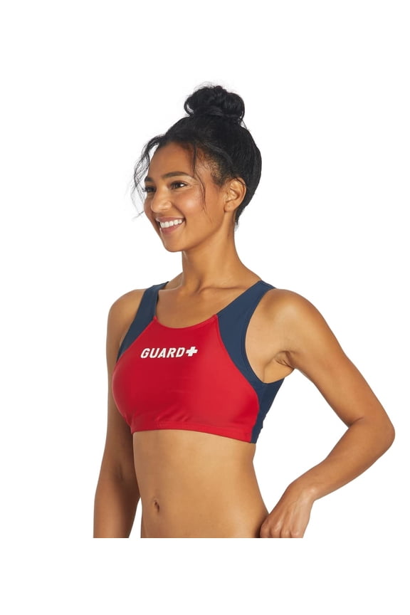 Guard Active High Neck Crop Bikini Top, Removable Cup, Athleisure (Women’s)