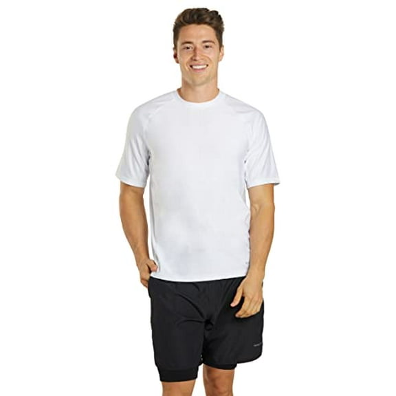 Sporti Men's S/S UPF 50  Comfort Fit II Rash Guard, Crew Neck, Short Sleeve, Athletic (Men’s)