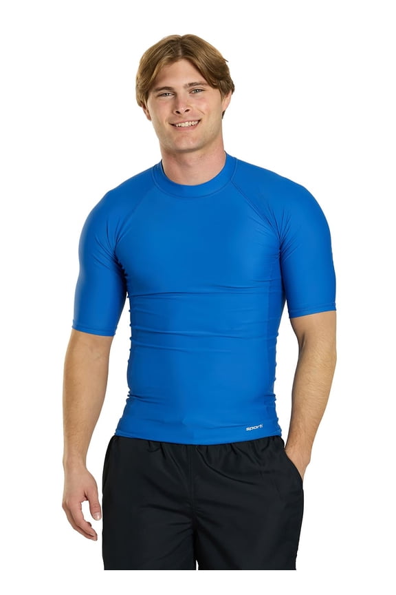 Men's S/S UPF 50+ Rash Guard, Crew Neck, Short Sleeve, Athletic (Men’s)