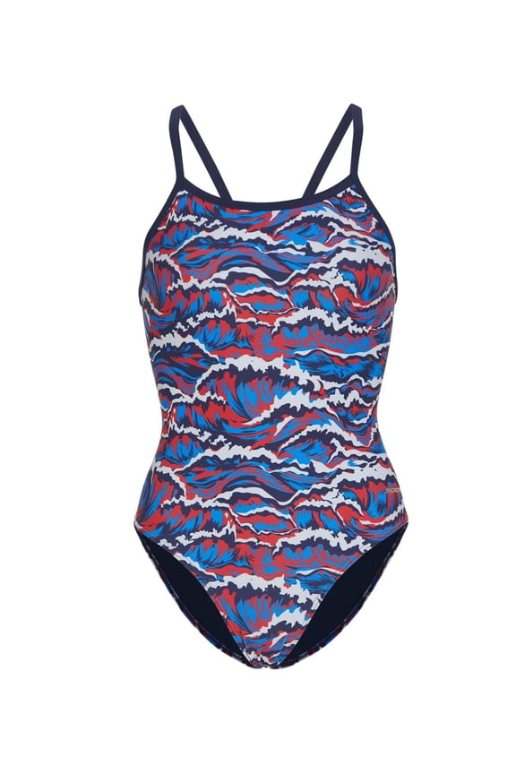 New Waves Thin Strap One Piece Swimsuit, High Cut, Unpadded, Athletic (Women’s)