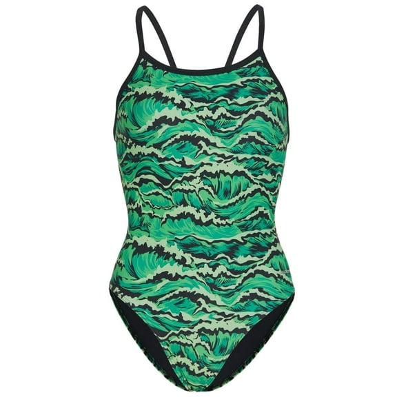 Sporti New Waves Thin Strap One Piece Swimsuit, High Cut, Unpadded, Athletic (Women’s)