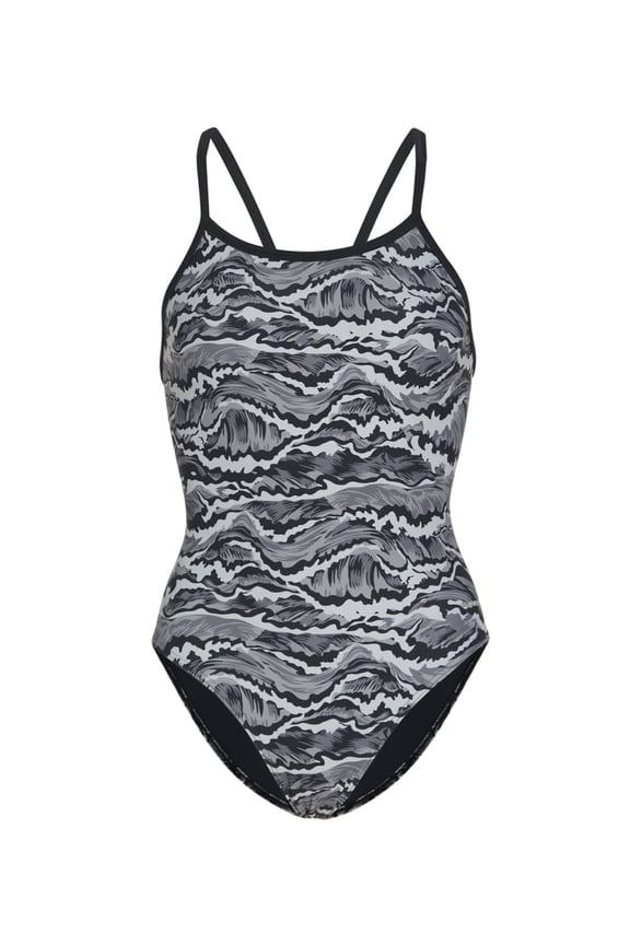 New Waves Thin Strap One Piece Swimsuit, High Cut, Unpadded, Athletic (Women’s)