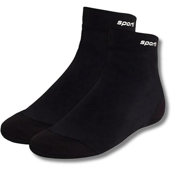 Sporti Swim Fin Socks, Padded Sole, Nylon/Spandex, Reinforced Toe/Heel, Extra Cuff