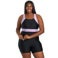 thumbnail image 1 of Sporti Plus Size Colorblock Unitard One Piece Swimsuit, High Cut, Removable Cup (Women's Plus), 1 of 11