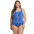 thumbnail image 1 of Sporti Plus Size Gianna Laguna Chlorine Resistant Conservative Scoop Back One Piece Swimsuit (22W, Blue), 1 of 6
