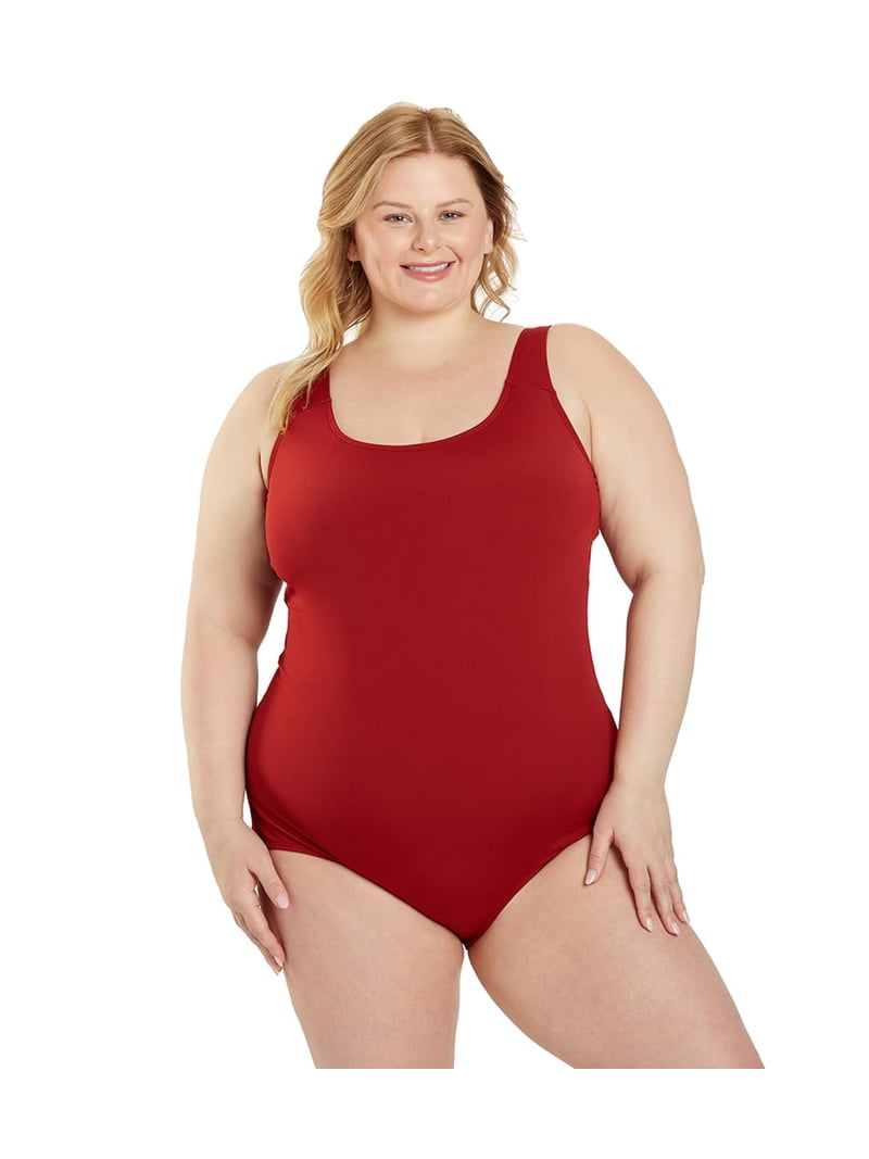 Sporti Plus Size HydroLast Chlorine Resistant One Piece, High Cut