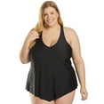 thumbnail image 1 of Sporti Plus Size Sofia Flowy Racerback Tankini Top, Removable Cup, Athleisure (Women's Plus), 1 of 9