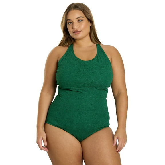 Sporti Sporti Plus Size High Neck One Piece Slimsuit II, High Cut, Soft Cup (Women’s Plus)