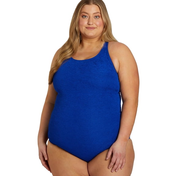 Sporti Sporti Plus Size High Neck One Piece Slimsuit II, High Cut, Soft Cup (Women’s Plus)
