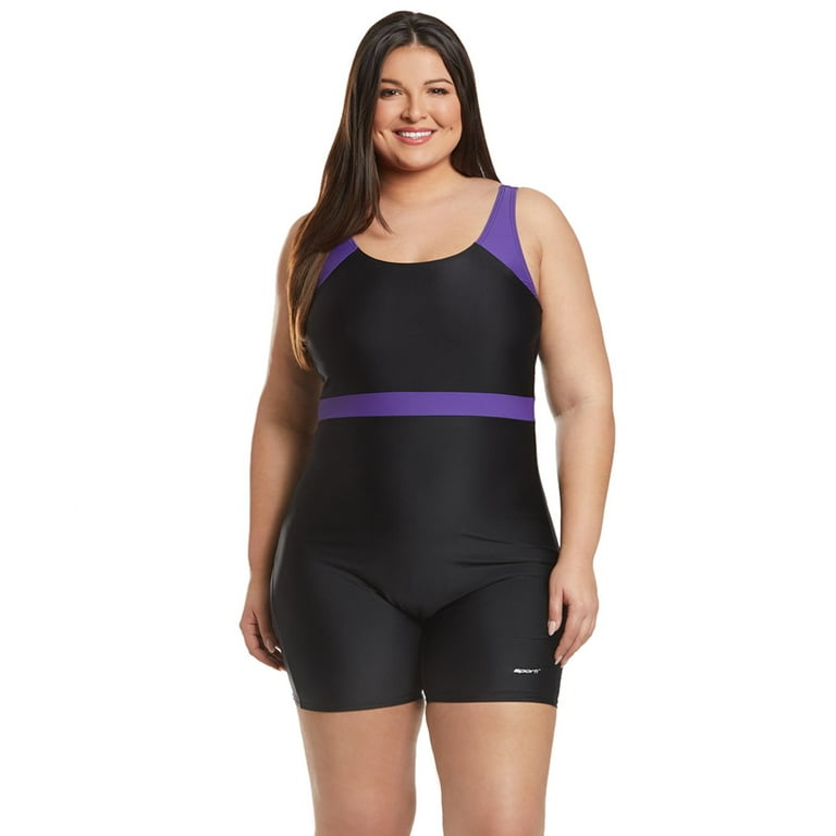 Sporti Plus Size Unitard Colorblock One Piece Swimsuit