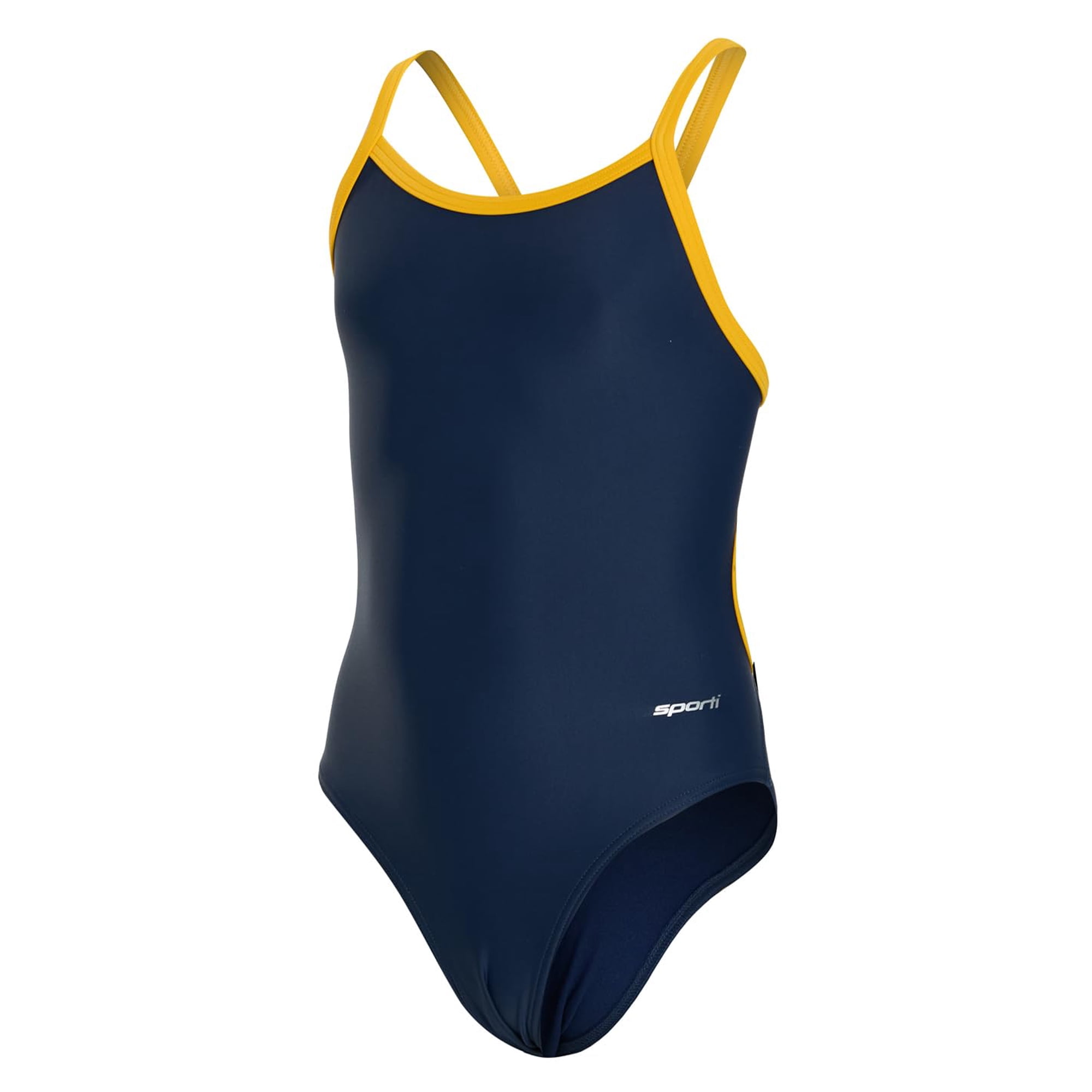 Sporti Solid Piped Thin Strap One Piece Swimsuit, High Cut, Unpadded, Athletic (Women’s)