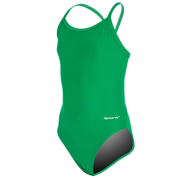 Sporti Solid Thin Strap One Piece Swimsuit, High Cut, Unpadded, Athletic (Women’s)