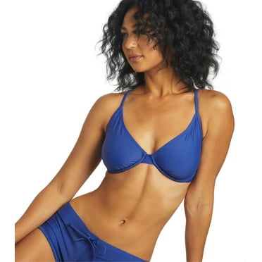 Sporti Solid Underwire Bikini Top, Lycra Xtra Life, Criss Cross Back, D-DD-E-F