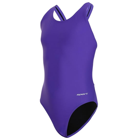 Sporti Solid Wide Strap One Piece Swimsuit, High Cut, Unpadded, Athletic (Women’s)