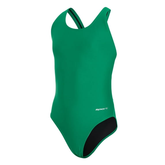 Sporti Solid Wide Strap One Piece Swimsuit, High Cut, Unpadded, Athletic (Women’s)
