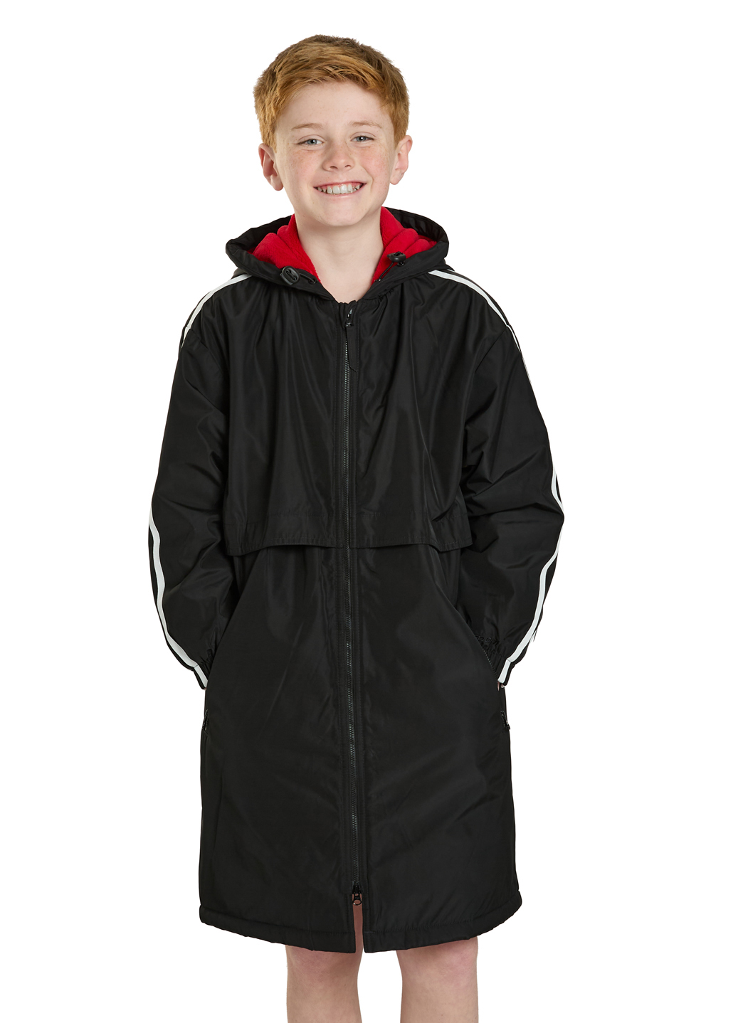 Sporti Striped Fleece-Lined Swim Parka Youth, Water-Resistant, Plush ...
