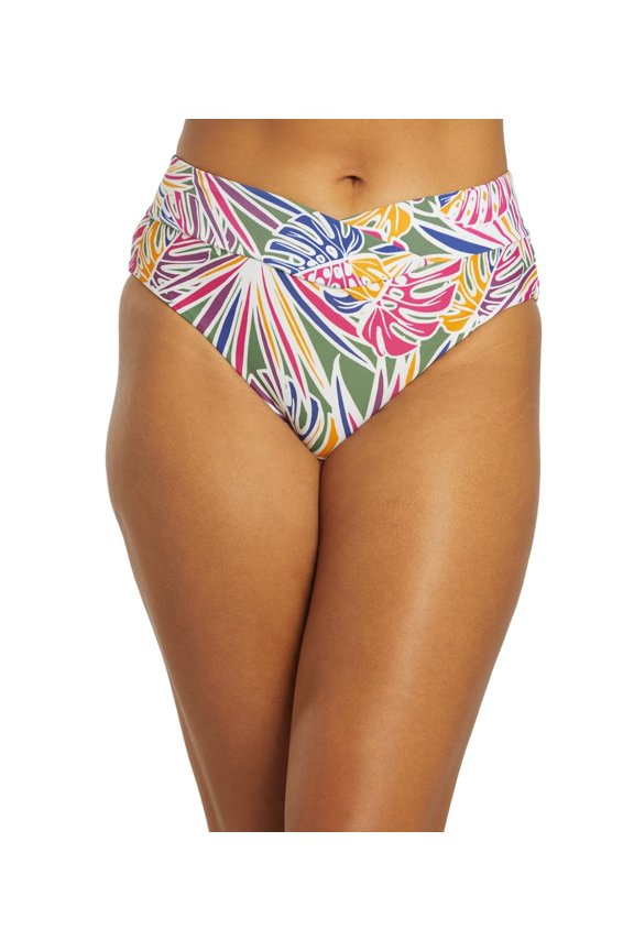 Active Tropical Palm High Waisted Cheeky Swim Bottom, Cheeky (Women’s)