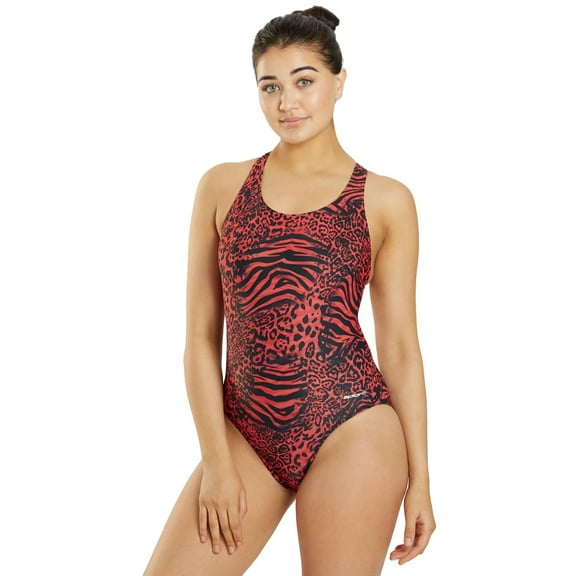Sporti Wild Thing Wide Strap One Piece Swimsuit, High Cut, Unpadded, Athletic (Women’s)